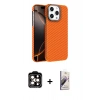MARSİLYAN™- iPhone 15 Pro Max Kılıf Doruk Serisi - Siyah Bilvis 3D Mat Cam Ekran Koruyucu + PVD Metal Kamera Lens - TU
