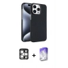 MARSİLYAN™- iPhone 15 Pro Max Kılıf Doruk Serisi - Siyah Bilvis 5in1 3D Magic Cam Ekran Koruyucu + PVD Metal Kamera Lens - GS