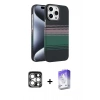 MARSİLYAN™- iPhone 15 Pro Max Kılıf Doruk Serisi - Siyah Bilvis 5in1 3D Magic Cam Ekran Koruyucu + PVD Metal Kamera Lens - GS