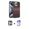 MARSİLYAN™- iPhone 15 Pro Max Kılıf Doruk Serisi - Siyah Bilvis 5in1 3D Magic Cam Ekran Koruyucu + PVD Metal Kamera Lens - GS