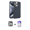 MARSİLYAN™- iPhone 15 Pro Max Kılıf Doruk Serisi - Siyah Bilvis 5in1 3D Magic Cam Ekran Koruyucu + PVD Metal Kamera Lens - GS