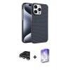 MARSİLYAN™- iPhone 15 Pro Max Kılıf Doruk Serisi - Siyah Bilvis 5in1 3D Magic Cam Ekran Koruyucu + Gümüş Raze Metal Kamera Lens