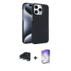 MARSİLYAN™- iPhone 15 Pro Max Kılıf Doruk Serisi - Siyah Bilvis 5in1 3D Magic Cam Ekran Koruyucu + Lacivert Raze Metal Kamera Lens