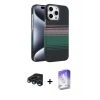 MARSİLYAN™- iPhone 15 Pro Max Kılıf Doruk Serisi - Siyah Bilvis 5in1 3D Magic Cam Ekran Koruyucu + Lacivert Raze Metal Kamera Lens