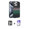 MARSİLYAN™- iPhone 15 Pro Max Kılıf Doruk Serisi - Siyah Bilvis 5in1 3D Magic Cam Ekran Koruyucu + PVD Metal Kamera Lens - LT