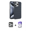 MARSİLYAN™- iPhone 15 Pro Max Kılıf Doruk Serisi - Siyah Bilvis 5in1 3D Magic Cam Ekran Koruyucu + PVD Metal Kamera Lens - LT