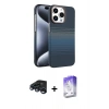 MARSİLYAN™- iPhone 15 Pro Max Kılıf Doruk Serisi - Siyah Bilvis 5in1 3D Magic Cam Ekran Koruyucu + Lacivert Raze Metal Kamera Lens
