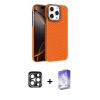 MARSİLYAN™- iPhone 15 Pro Max Kılıf Doruk Serisi - Siyah Bilvis 5in1 3D Magic Cam Ekran Koruyucu + PVD Metal Kamera Lens - LT