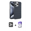 MARSİLYAN™- iPhone 15 Pro Max Kılıf Doruk Serisi - Siyah Bilvis 5in1 3D Magic Cam Ekran Koruyucu + PVD Metal Kamera Lens - GI