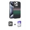MARSİLYAN™- iPhone 15 Pro Max Kılıf Doruk Serisi - Siyah Bilvis 5in1 3D Magic Cam Ekran Koruyucu + PVD Metal Kamera Lens - GI