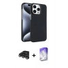 MARSİLYAN™- iPhone 15 Pro Max Kılıf Doruk Serisi - Siyah Bilvis 5in1 3D Magic Cam Ekran Koruyucu + Raze Metal Kamera Lens - TMGI