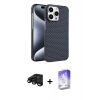 MARSİLYAN™- iPhone 15 Pro Max Kılıf Doruk Serisi - Siyah Bilvis 5in1 3D Magic Cam Ekran Koruyucu + Raze Metal Kamera Lens - SH