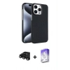 MARSİLYAN™- iPhone 15 Pro Max Kılıf Doruk Serisi - Siyah Bilvis 5in1 3D Magic Cam Ekran Koruyucu + Raze Metal Kamera Lens - SH