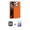 MARSİLYAN™- iPhone 15 Pro Max Kılıf Doruk Serisi - Siyah Bilvis 5in1 5D Magic Hayalet Cam Ekran Koruyucu + PVD Metal Kamera Lens - SH
