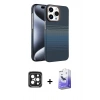 MARSİLYAN™- iPhone 15 Pro Max Kılıf Doruk Serisi - Siyah Bilvis 5in1 5D Magic Hayalet Cam Ekran Koruyucu + PVD Metal Kamera Lens - SH