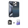 MARSİLYAN™- iPhone 15 Pro Max Kılıf Doruk Serisi - Siyah Bilvis 5in1 5D Magic Hayalet Cam Ekran Koruyucu + PVD Metal Kamera Lens - TU