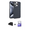 MARSİLYAN™- iPhone 15 Pro Max Kılıf Doruk Serisi - Siyah Bilvis 5in1 5D Magic Hayalet Cam Ekran Koruyucu + Raze Metal Kamera Lens - SH