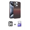 MARSİLYAN™- iPhone 15 Pro Max Kılıf Doruk Serisi - Siyah Bilvis 5in1 5D Magic Hayalet Cam Ekran Koruyucu + PVD Metal Kamera Lens - GS