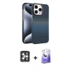 MARSİLYAN™- iPhone 15 Pro Max Kılıf Doruk Serisi - Siyah Bilvis 5in1 5D Magic Hayalet Cam Ekran Koruyucu + PVD Metal Kamera Lens - GI