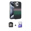 MARSİLYAN™- iPhone 15 Pro Max Kılıf Doruk Serisi - Siyah Bilvis 5in1 5D Magic Hayalet Cam Ekran Koruyucu + PVD Metal Kamera Lens - TU