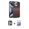 MARSİLYAN™- iPhone 15 Pro Max Kılıf Doruk Serisi - Siyah Bilvis 5in1 5D Magic Hayalet Cam Ekran Koruyucu + PVD Metal Kamera Lens - LT