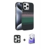 MARSİLYAN™- iPhone 15 Pro Max Kılıf Doruk Serisi - Siyah Bilvis 5in1 5D Magic Hayalet Cam Ekran Koruyucu + PVD Metal Kamera Lens - LT