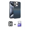 MARSİLYAN™- iPhone 15 Pro Max Kılıf Doruk Serisi - Siyah Bilvis 5in1 5D Magic Hayalet Cam Ekran Koruyucu + PVD Metal Kamera Lens - LT