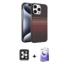 MARSİLYAN™- iPhone 15 Pro Max Kılıf Doruk Serisi - Siyah Bilvis 5in1 5D Magic Hayalet Cam Ekran Koruyucu + PVD Metal Kamera Lens - SH