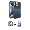 MARSİLYAN™- iPhone 15 Pro Max Kılıf Doruk Serisi - Siyah Bilvis 5in1 5D Magic Hayalet Cam Ekran Koruyucu + PVD Metal Kamera Lens - GS