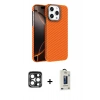 MARSİLYAN™- iPhone 15 Pro Max Kılıf Doruk Serisi - Siyah Bilvis Hayalet Cam Ekran Koruyucu + PVD Metal Kamera Lens - LT