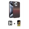 MARSİLYAN™- iPhone 15 Pro Max Kılıf Doruk Serisi - Siyah Buffer Cam Ekran Koruyucu + PVD Metal Kamera Lens - GS