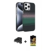 MARSİLYAN™- iPhone 15 Pro Max Kılıf Doruk Serisi - Siyah Buffer Cam Ekran Koruyucu + Raze Metal Kamera Lens - GS