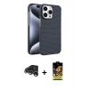 MARSİLYAN™- iPhone 15 Pro Max Kılıf Doruk Serisi - Siyah Buffer Cam Ekran Koruyucu + Raze Metal Kamera Lens - GS