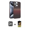 MARSİLYAN™- iPhone 15 Pro Max Kılıf Doruk Serisi - Siyah Buffer Cam Ekran Koruyucu + Siyah PVD Metal Kamera Lens