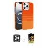 MARSİLYAN™- iPhone 15 Pro Max Kılıf Doruk Serisi - Siyah Buffer Cam Ekran Koruyucu + Siyah PVD Metal Kamera Lens
