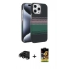 MARSİLYAN™- iPhone 15 Pro Max Kılıf Doruk Serisi - Siyah Buffer Cam Ekran Koruyucu + Raze Metal Kamera Lens - SH