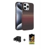MARSİLYAN™- iPhone 15 Pro Max Kılıf Doruk Serisi - Siyah Buffer Cam Ekran Koruyucu + Raze Metal Kamera Lens - SH