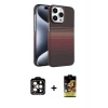 MARSİLYAN™- iPhone 15 Pro Max Kılıf Doruk Serisi - Siyah Buffer Cam Ekran Koruyucu + PVD Metal Kamera Lens - TU