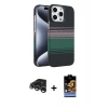 MARSİLYAN™- iPhone 15 Pro Max Kılıf Doruk Serisi - Siyah Buffer Hayalet Cam Ekran Koruyucu + Raze Metal Kamera Lens - GS