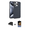 MARSİLYAN™- iPhone 15 Pro Max Kılıf Doruk Serisi - Siyah Buffer Hayalet Cam Ekran Koruyucu + Raze Metal Kamera Lens - GS