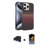 MARSİLYAN™- iPhone 15 Pro Max Kılıf Doruk Serisi - Siyah Buffer Hayalet Cam Ekran Koruyucu + Raze Metal Kamera Lens - LT