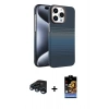 MARSİLYAN™- iPhone 15 Pro Max Kılıf Doruk Serisi - Siyah Buffer Hayalet Cam Ekran Koruyucu + Raze Metal Kamera Lens - LT