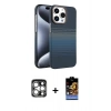 MARSİLYAN™- iPhone 15 Pro Max Kılıf Doruk Serisi - Siyah Buffer Hayalet Cam Ekran Koruyucu + PVD Metal Kamera Lens - GS