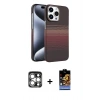 MARSİLYAN™- iPhone 15 Pro Max Kılıf Doruk Serisi - Siyah Buffer Hayalet Cam Ekran Koruyucu + PVD Metal Kamera Lens - GS