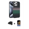 MARSİLYAN™- iPhone 15 Pro Max Kılıf Doruk Serisi - Siyah Buffer Hayalet Cam Ekran Koruyucu + Raze Metal Kamera Lens - SH