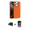MARSİLYAN™- iPhone 15 Pro Max Kılıf Doruk Serisi - Siyah Buffer Hayalet Cam Ekran Koruyucu + Raze Metal Kamera Lens - TMGI
