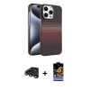 MARSİLYAN™- iPhone 15 Pro Max Kılıf Doruk Serisi - Siyah Buffer Hayalet Cam Ekran Koruyucu + Raze Metal Kamera Lens - TMGI