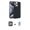 MARSİLYAN™- iPhone 15 Pro Max Kılıf Doruk Serisi - Siyah Joko Magic 5D Cam + PVD Metal Kamera Lens - GI