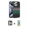 MARSİLYAN™- iPhone 15 Pro Max Kılıf Doruk Serisi - Siyah Polymer Nano Ekran Koruyucu + PVD Metal Kamera Lens - GS