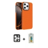 MARSİLYAN™- iPhone 15 Pro Max Kılıf Doruk Serisi - Siyah Polymer Nano Ekran Koruyucu + PVD Metal Kamera Lens - GS